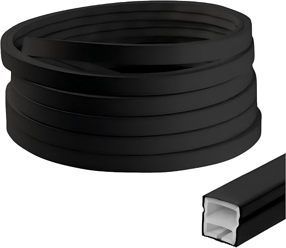 Silicone LED Profile, 5M 12x12mm Flexible LED Strip Diffuser, Black LED Channel for Acoustic Panel Lights, IP65 Waterproof LED Strip Cover for Cabinet, Acoustic Panels, Spotless Neon Glow (5 M) [Energy Class A]