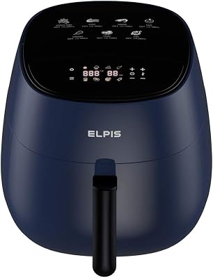 Elpis Ceramic Air Fryer 1400-Watt 4.3-QT 8-in-1 LED Digital Touchscreen Navy