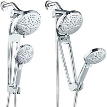 Hotel Spa Aquabar High-Pressure 48-mode 3-way Shower Spa Combo with Adjustable Extension Arm for Total Convenience Enjoy Luxury 6" Rainfall & Handheld Shower Head Separately or All-Chrome Finish