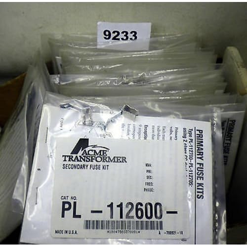 Acme Electric PL112600 TA Series Protective Device, Secondary Fuse Kit for Use with Industrial Control Transformers Through 1500V Amp, Slow-Blow, 1332 x 1-12