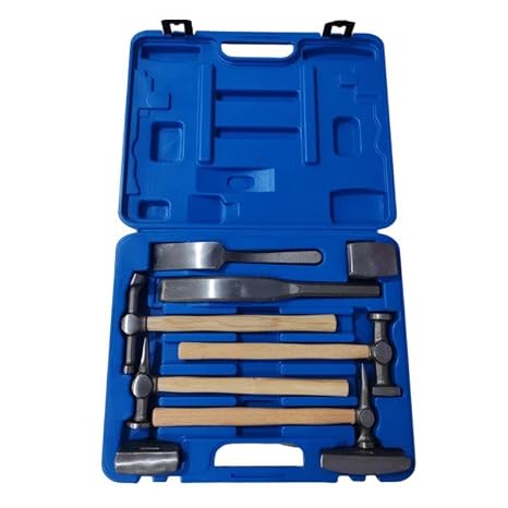 Auto Body Panel Beating Tool Kit 9 Piece Hammer Dolly Dent Repair Set