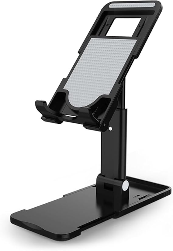 AWEI Cell Phone Stand, Foldable & Retractable Cellphone Holder for Desktop, Phone Stands with Liftable Multi-Height & Adjustable Multi-Angle Design, Fits All Smart Phones(Black)