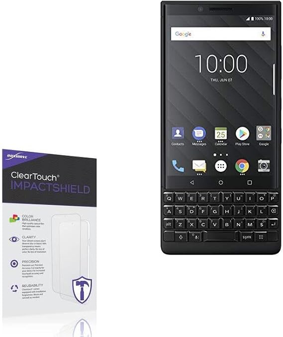 BoxWave Screen Protector Compatible with BlackBerry Key2 - ClearTouch ImpactShield (2-Pack), Impenetrable Screen Protector Flexible Film