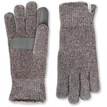 isotoner womens Warm Plush Lined Chenille Touchscreen Gloves - Solid and Snowflake Pattern
