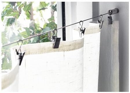 Wire Cable Curtain Rod System with Clips