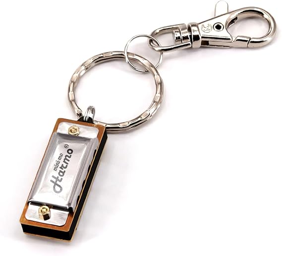 Harmo Mini-Mo Harmonica Keychain - 4 Hole 8 Tunes Type C, Stylish and Portable, USA Designed Stainless Steel, Ideal Music Accessory