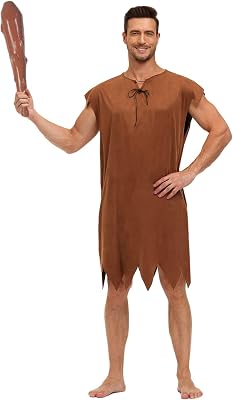 AOBUTE Adult Men Halloween Costume Brown Tunic with Tie Strings Party Outfit