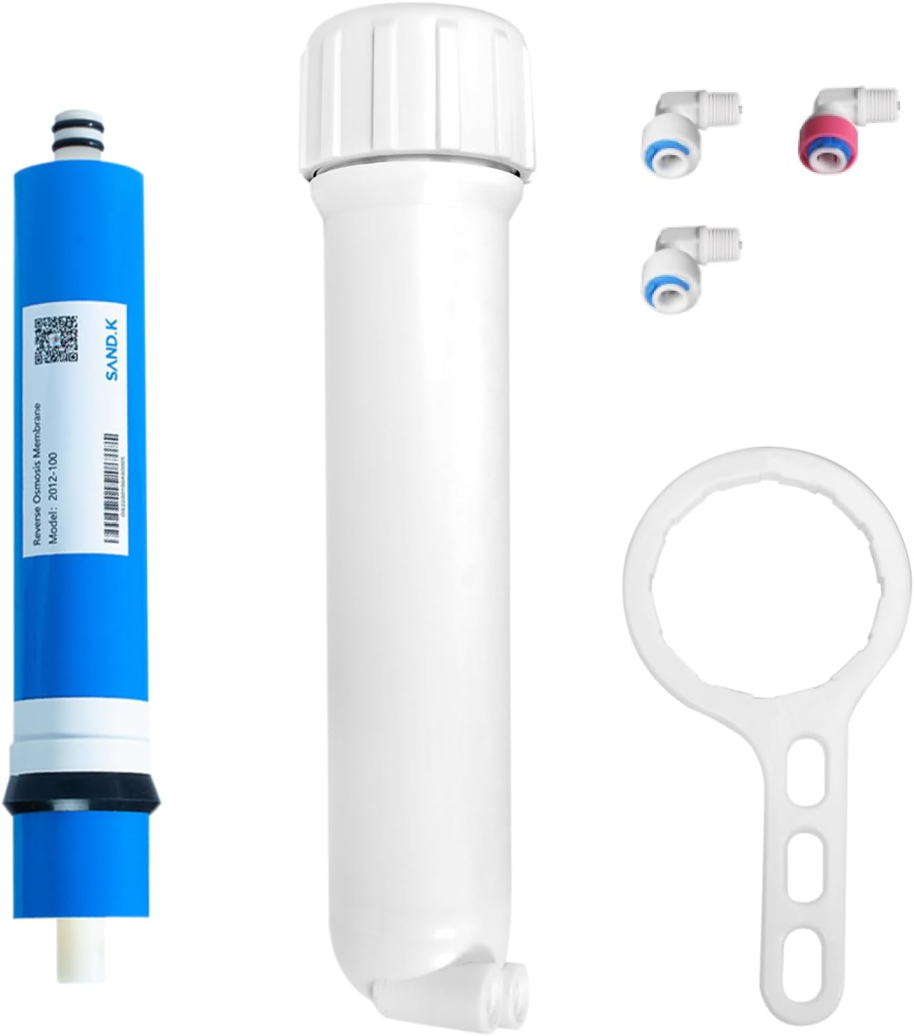 100 GPD RO Membrane Filter Replacement with Reverse Osmosis Membrane Housing, Wrench, 14 Quick-Connect Fitting, Check Valve, Fit Under Sink RO Home Drinking Water Filter Filtration Purifier System