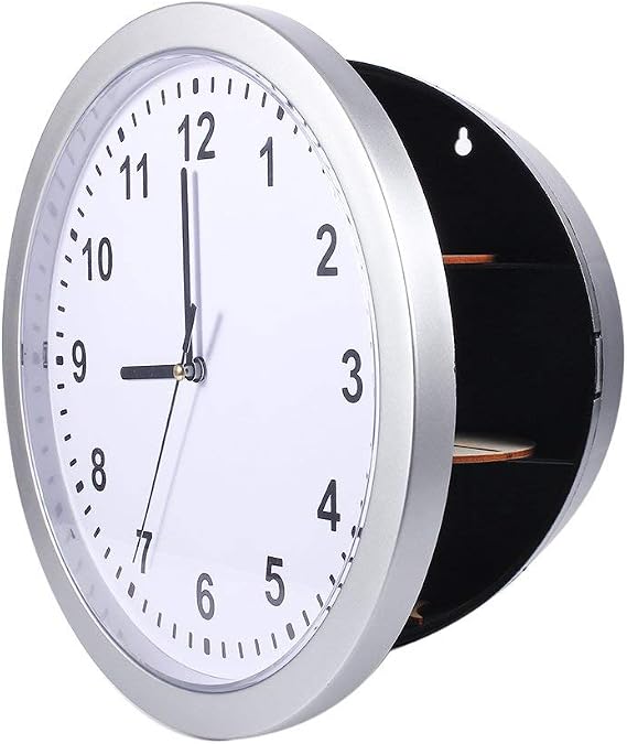 Hidden Secret Wall Clock Container Box for Money Stash Jewelry Valuables Cash Storage