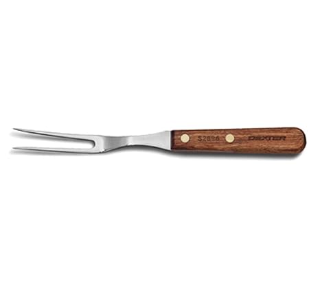 Dexter-Russell 1012 Carving Fork SYNCHKG017655, High-Carbon Steel Tines, Rosewood Handle with Brass Rivets, Precision Ground, Made in USA