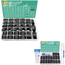 XBVV 1140 Pcs O Ring Assortment and 1oz Silicone Grease Kit and 32 Size SAE O Ring Assortment Kit 1086 Pcs Standard Buna-N Rubber O'ring Set with 4 Pick & Hook