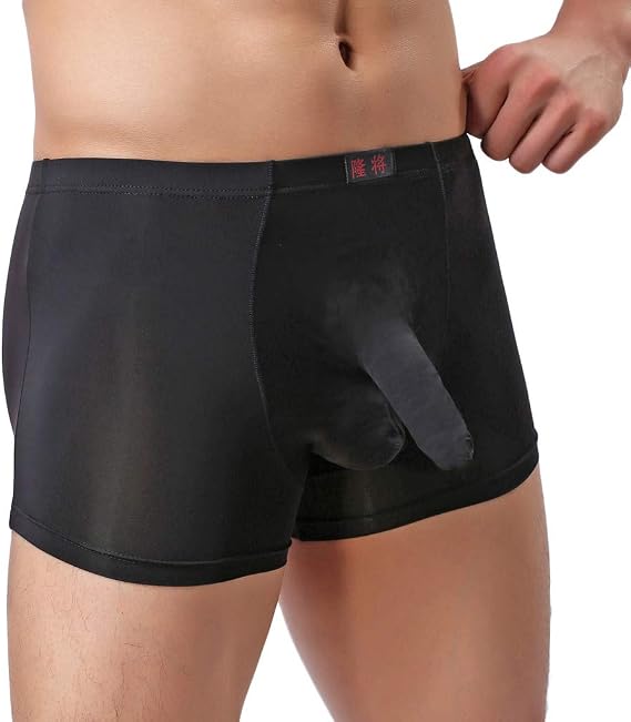 Mens Elephant Nose Boxer Brief with Contour Pouch Boyshort Lightweight Elephant Trunk Jock Strap Sexy Bulge Enhancer