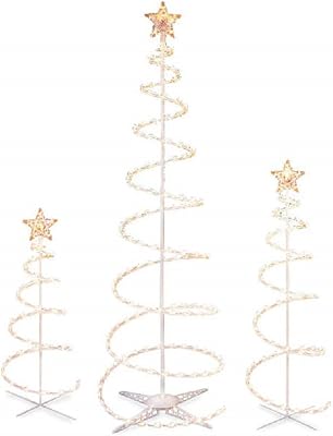 Set of 3 Lighted Spiral -Christmas- Trees - 3 Ft 4 Ft and 6 Ft - Winter Wonder Lane