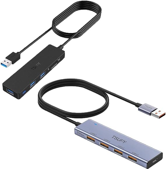 TSUPY USB 3.2 Hub Multi USB Adapter Port Expander with 4ft Cable, USB 3.0 Splitter SD/TF Card Reader & 3 USB 3.0 Ports Compatible for PC, Laptops, Surface Pro, MacBook,