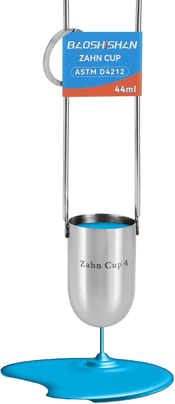 BAOSHISHAN No.4 Zahn Viscosity Cup, Stainless Steel, 200-1200 cSt | ASTM D4212 Compliant, 44ml, Dip Type, For Paint, Ink Viscosity Testing and QC Control