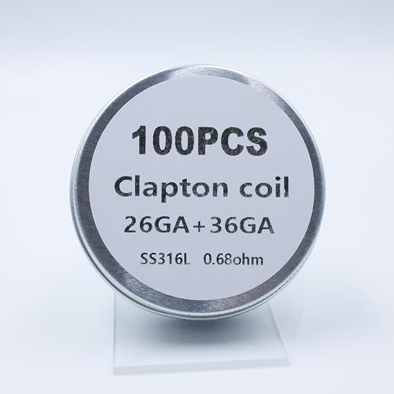 100PCS SS316L Clapton Coil Wire Prebuilt Coils for DIY Tank RBA RDA RTA Atomizer (0.68ohm 26ga + 36ga)