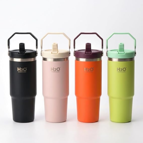 Deconox Paslanmaz Çelik Termos Matara - 900 ML (1 Litre) Kapasiteli, Pipetli ve Emzikli Çelik Suluk (4 Renk Seçeneği) (YEŞİL)