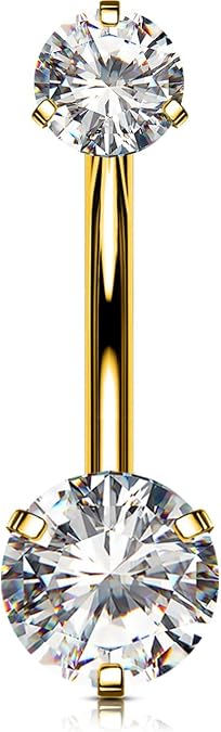 OUFER Body Piercing Internally Titanium Belly Button Bars 10/12/14/16mm Belly Bars 14G Extra Long Navel Piercing Jewellery Gold Navel Bars Belly Button Piercing Jewellery