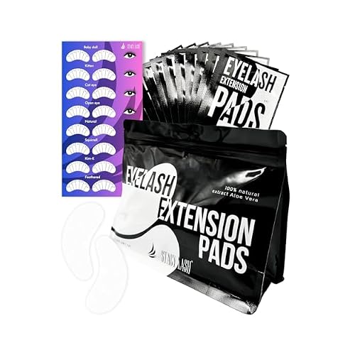 STACY LASH 100 Pairs Set Under Eye Gel Pads for Eyelash Extension - Lint Free Patches with Vitamin C and Aloe Vera Lash Supplies and Beauty tools - Hydrogel Eye Pads - Skin Moisturizes