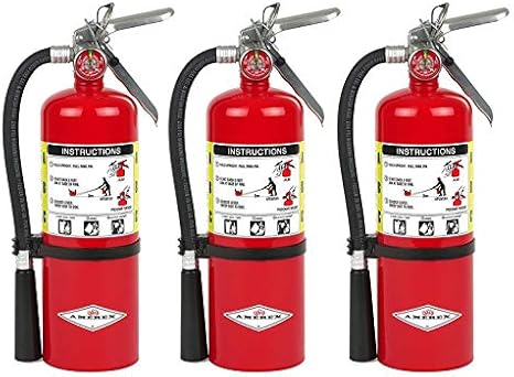 Amerex B500, 5lb ABC Dry Chemical Class A B C Fire Extinguisher (3, 7.25" W X 4.25" D X 15.25" H)