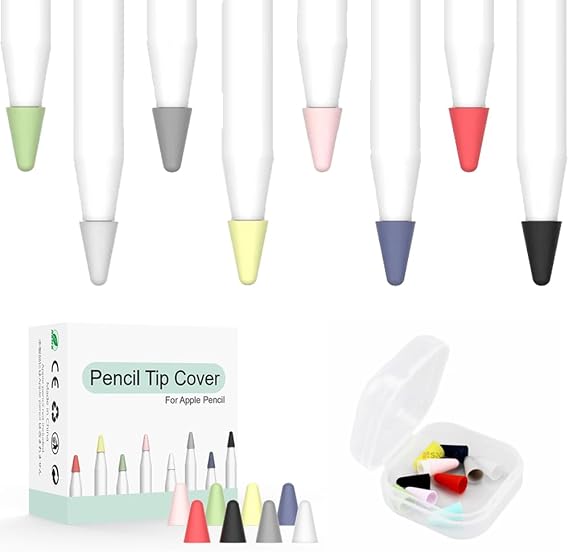 Apple Pencil 1-2 Generation Pro USB-C Compatible Pen Tip Protector Silicone Case And Box Mix Package with 8