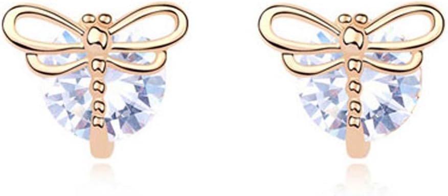 Dragonfly on crystal stud earrings