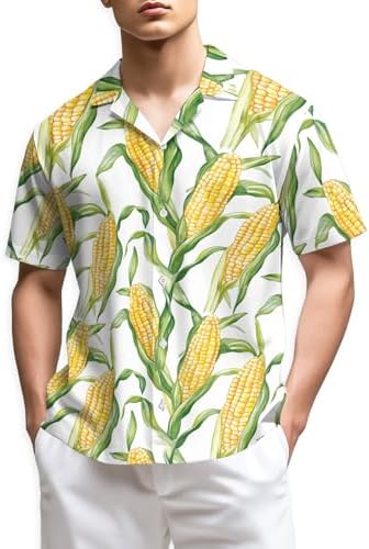 Lemon Pattern Hawaiian Shirt for Men Women, Fruit Lover Gifts, Button Down Summer Beach Short Sleeve, Sizes S-5XL
