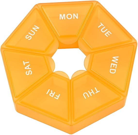 Bright Orange Pill Organizer, Small Pill Case, Weekly Medicine Pill Organizer 1 Time a Day, Pill Container, Pill Holder Daily