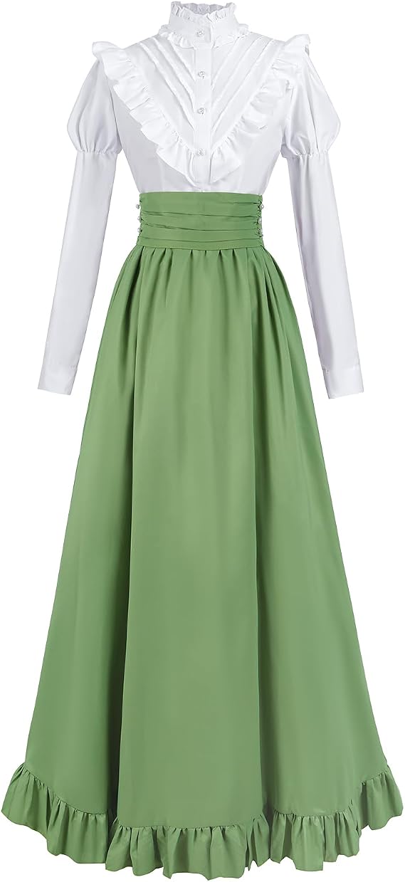 Victorian Dress for Women 2-Pieces 1800s Edwardian Dress Ball Gown