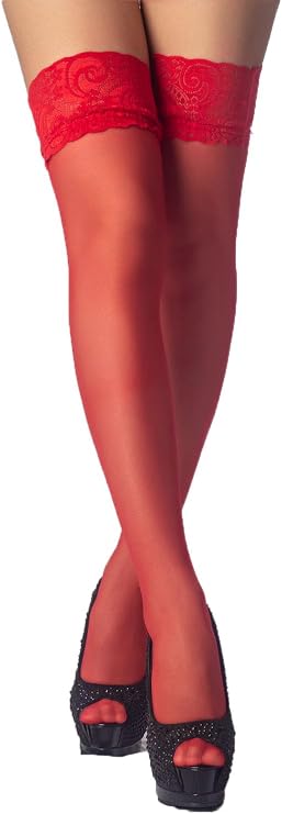 iB-iP Women's Lace Mesh Stylish Sheer Seamless Thigh High Hold-up Stockings