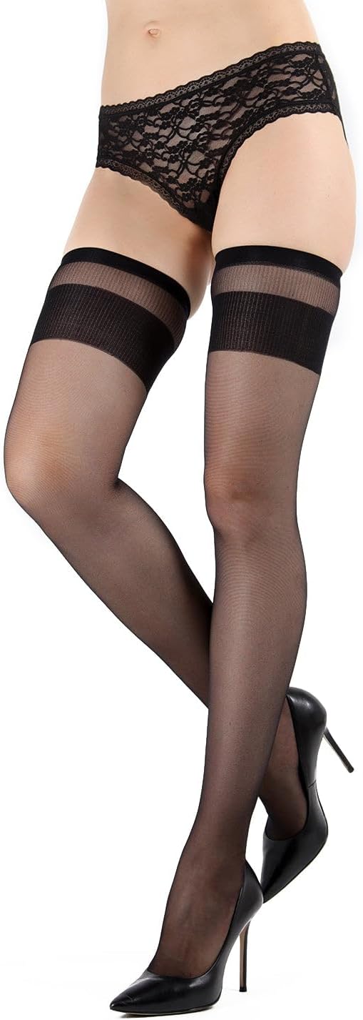 Levante Women's Laila Self-Support Sheer Thigh High Stockings Nero Small