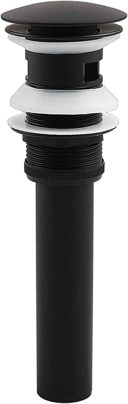 SKOWLL Bathroom Sink Drain with Overflow, Pop Up Sink Drain, Matte Black | Solid Brass, Universal Pop Up Sink Drain Stopper, Push Button Vanity Sink Drain Assembly