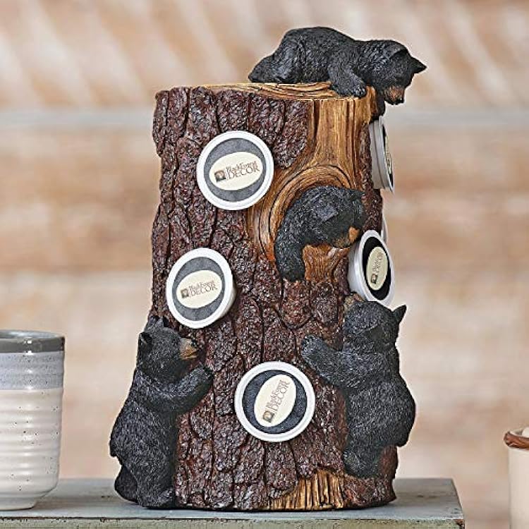BLACK FOREST DECOR Climbing Bears Coffee Pod Holder Rustic Resin Kitchen Organizer, 7.75 D x 12 H