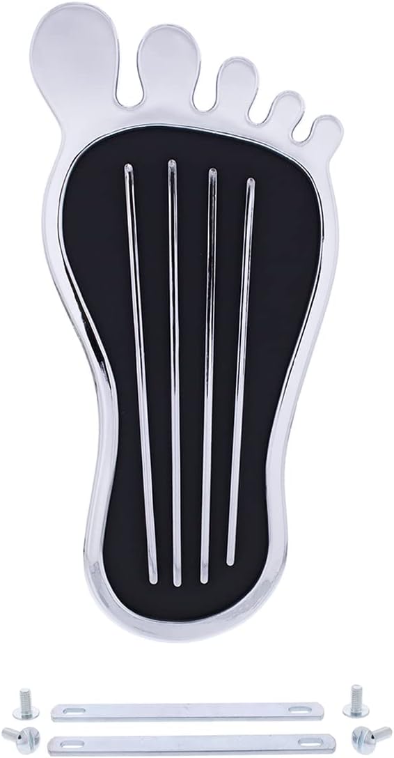 United Pacific S1020 Chrome 9-inch Barefoot Shape Gas Pedal Cover, All Metal Construction, Accelerator Pad Cover ONE Foot Pedal Cover