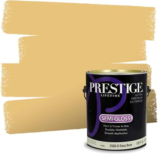 PRESTIGE Paints Exterior Paint and Primer In One, 1-Gallon, Semi-Gloss, Comparable Match of Behr* Golden Thread*