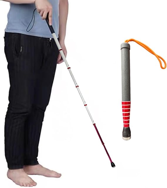 8 Sections Titanium Alloy Blind Cane Telescopic Outdoor Walking Stick with Reflective Walk Cane for the Blind and Vision Impaired