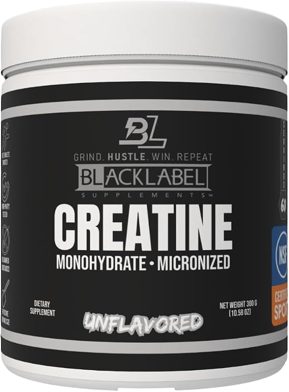 BLACKLABEL Supplements Creatine Monohydrate Powder, 60 Servings Unflavored Creatine Powder for Muscle Gain and Strength Support Daily Creatine Supplement for Men and Women, 5g per Serving