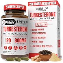 Benevolent Turkesterone with Tongkat Ali & BioPerine (Max Absorption) - High Potency 800mg Turkesterone Supplement for Men & Women - Increase Stamina, Muscle Growth, Recovery, 2 Months Supply
