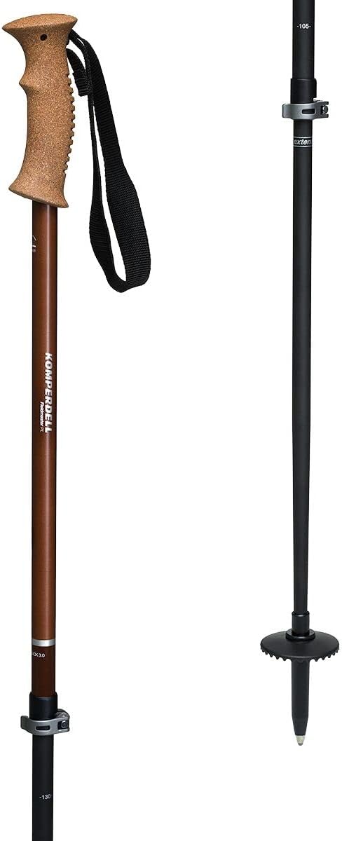 Komperdell Fieldmaster PowerLoleck Cork Trekking Poles, Black Brown, 66-140cm