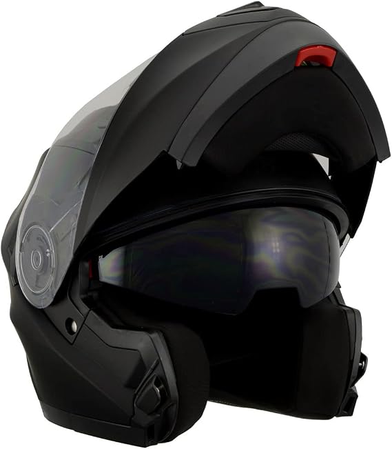 Milwaukee Performance Helmets MPH9803DOT Ionized Matte Black Advanced Modular Motorcycle Helmet w/Drop Down Visor