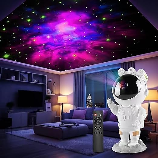 Jouis Astronot Gece Lambası Galaxy Projektör,LED Galaksi Işık Projektörü Çok Renkli Nebula Galaksi Yıldızlı Gece Işığı Uzaktan Kumandalı Projektör Lambası Yatak Odası Hediye için USB Planetaryum Projektörü [Enerji Sınıfı A]