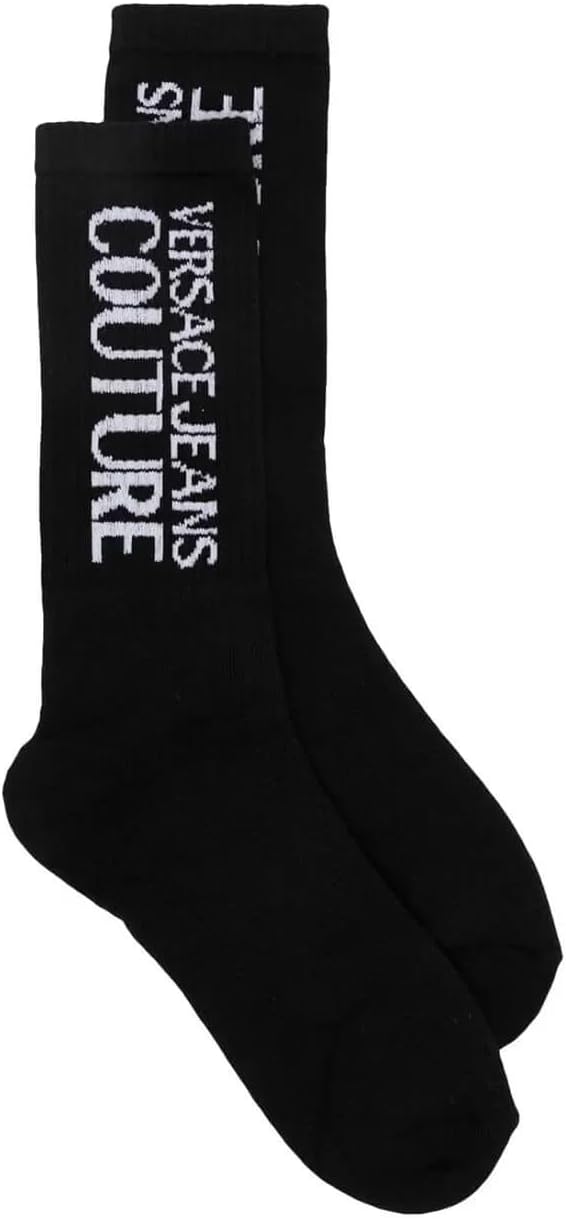VERSACE JEANS COUTURE Black Logo Socks - Luxury Basics