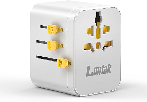 Universal Travel Adapter Worldwide,International Power Adapter with 2 USB-A&2 USB-C&1 AC Outlet,All in One European Travel Plug Adapter for EU/UK/US/AU Over 200+ Country/Region(Type A/C/G/I)-White
