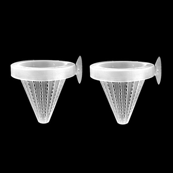 Aquarium Feeder Fish Food Dispenser Cone Aquarium Food Dispenser Aquarium Cone Red Worm Blood Worm Feeder with Suction Cups(2 Pieces)