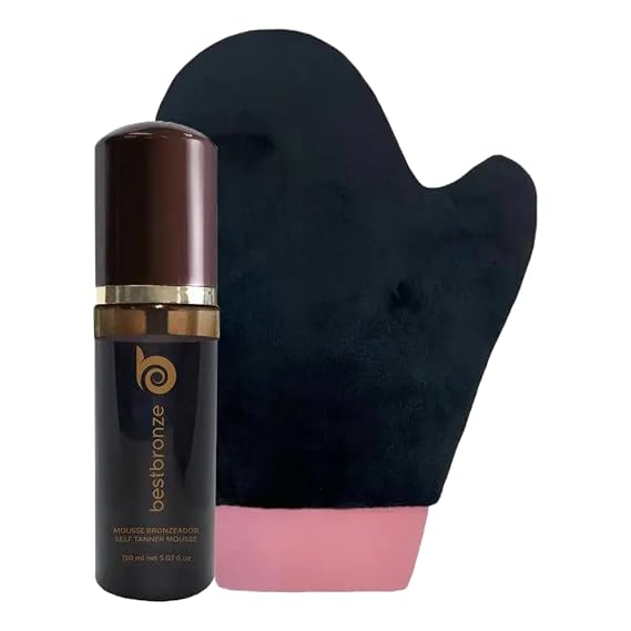 Best Bronze Tinted Self Tanner Kit Mousse with Mitt Sunless Tanner Foam for Customizable Self Tan, Light to Dark Fake Tan Vegan Tanning Mousse Sunless Tanning Foam (5.07 Fl Oz & Mitt)