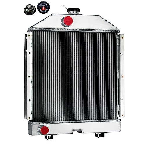 Complete Tractor Radiator Compatible With Case IH New Holland Tractor Fiat Hesston Oliver Allis Chalmers Models Replaces OEM Numbers 72093205 72090517 72090619, 4 Row All Aluminum Radiator