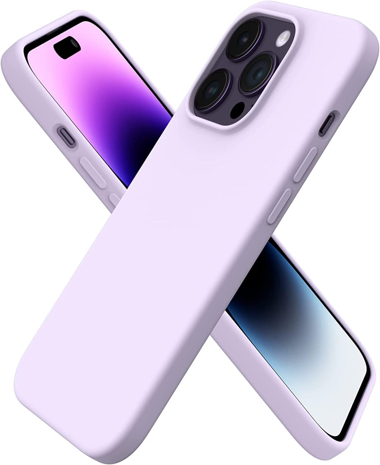 Compatible with Apple iPhone 14 Pro Max Case 6.7, Uruchi Thin Liquid Silicone 3 Layer Fully Coated Soft Gel Rubber Case Cover, Lilac