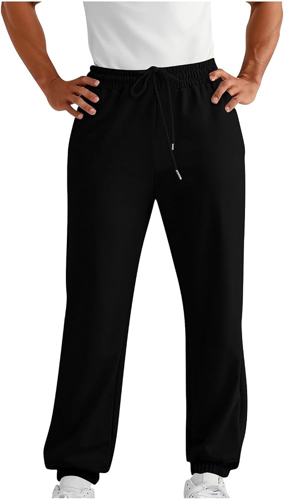 Men's Fleece Elastic Bottom Jogger Sweatpants with Pockets Workout Track Running Clothes Gym Athletic Pants