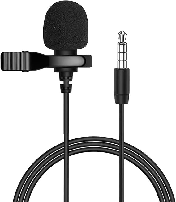 Lavalier Lapel Microphone Omnidirectional Clip-on Mic with 3.5mm Jack for Pc, Noise-Cancelling 3.5mm Condenser Wired Clip On Lavalier Mic for Recording, Podcasts, Video Calls & More