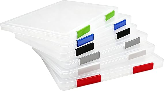 6 Pack Portable A4 File Box, Clear Plastic File Storage Box